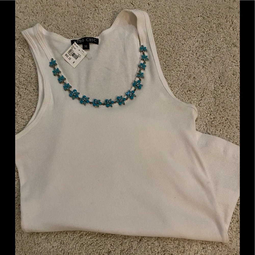 Tank Too with Beaded Flower Detail